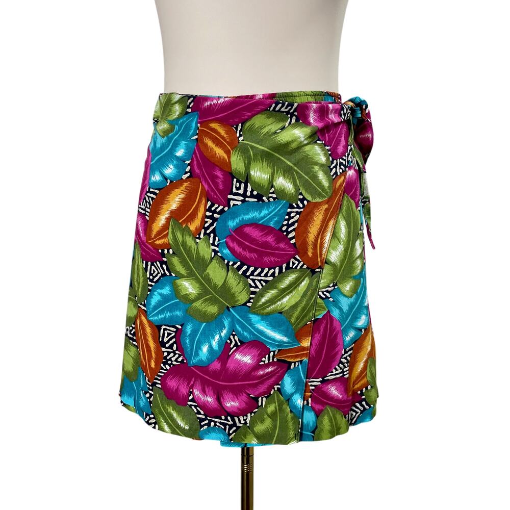 Vintage 90s Tropical Floral Wrap Skirt Shorts Cristin Stevens Women's Size 14